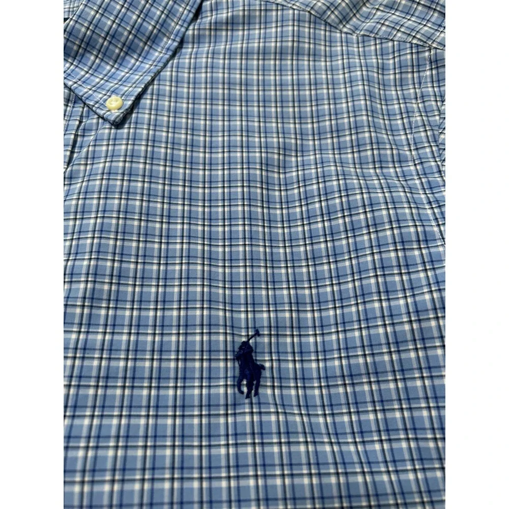 Polo Ralph Lauren Mens Blue Plaid Button Down Shirt M Long Sleeve Cotton NWT